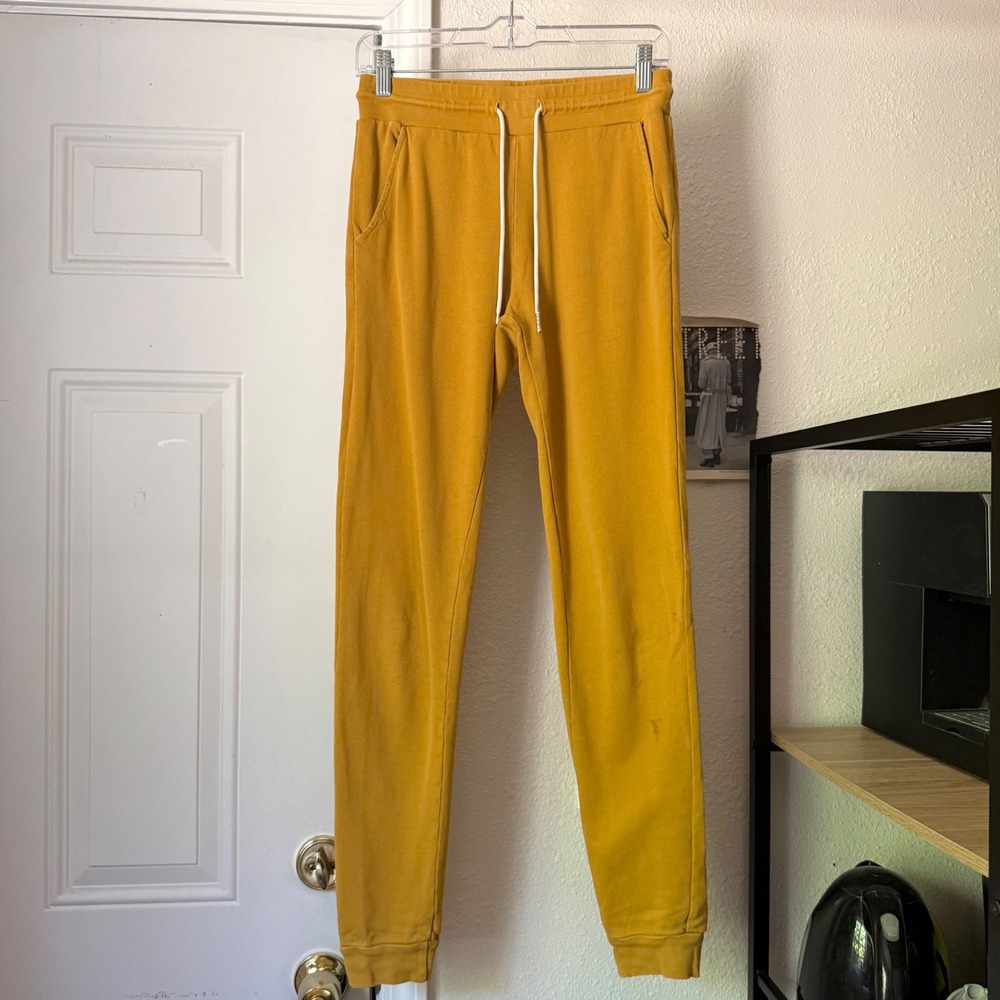 MATE THE LABEL mustard yellow organic cotton terry pull on jogger sweat pants
